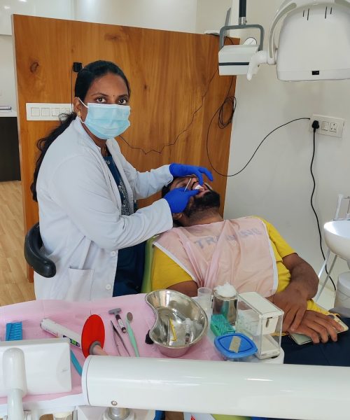 Patient for check up at Blossom dental clinic