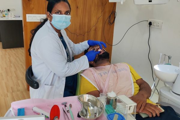 Patient for check up at Blossom dental clinic